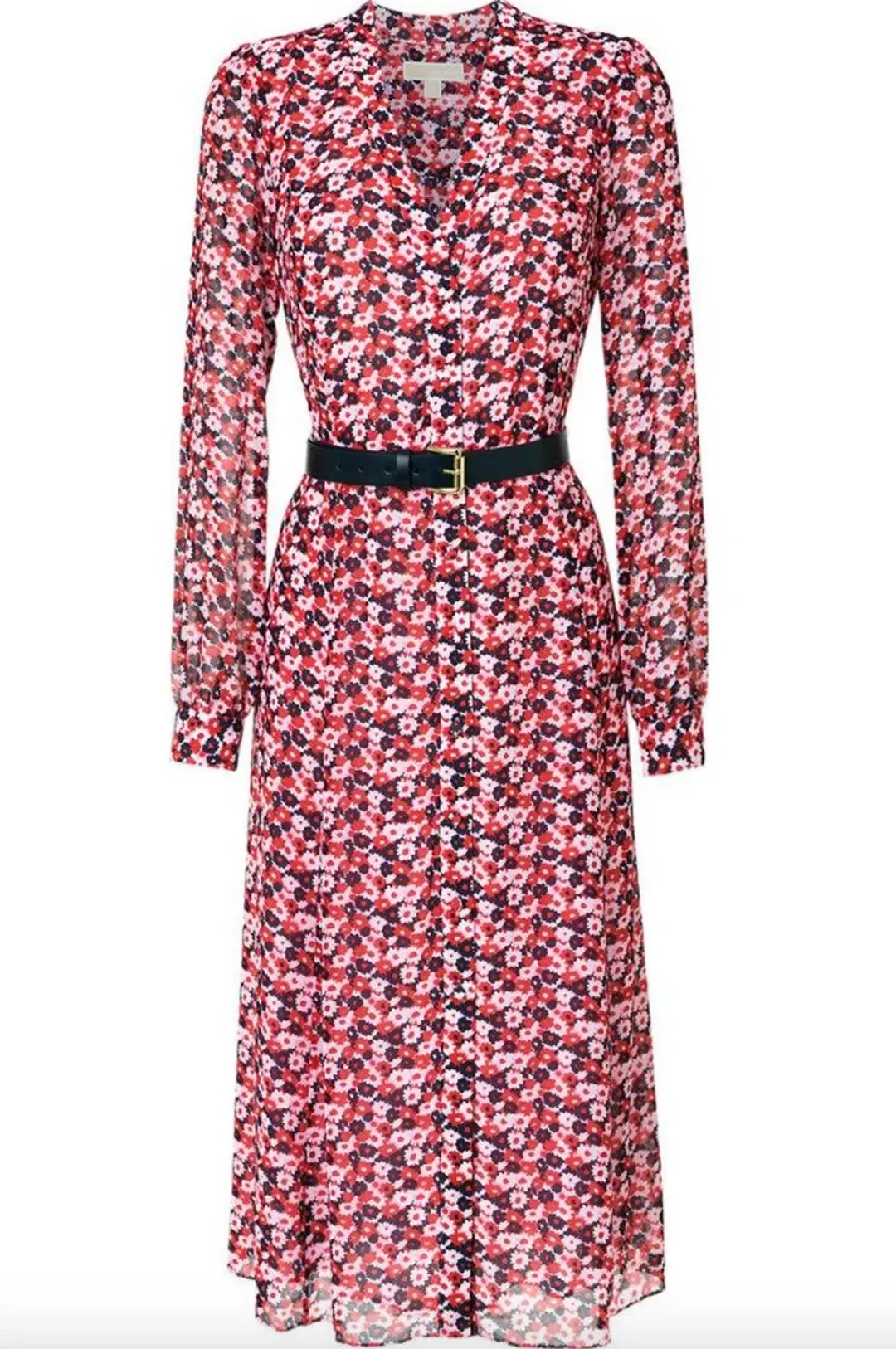 Michael Kors Red Floral Print Midi Shirt Dress AU 4  for rent on The Volte - main image