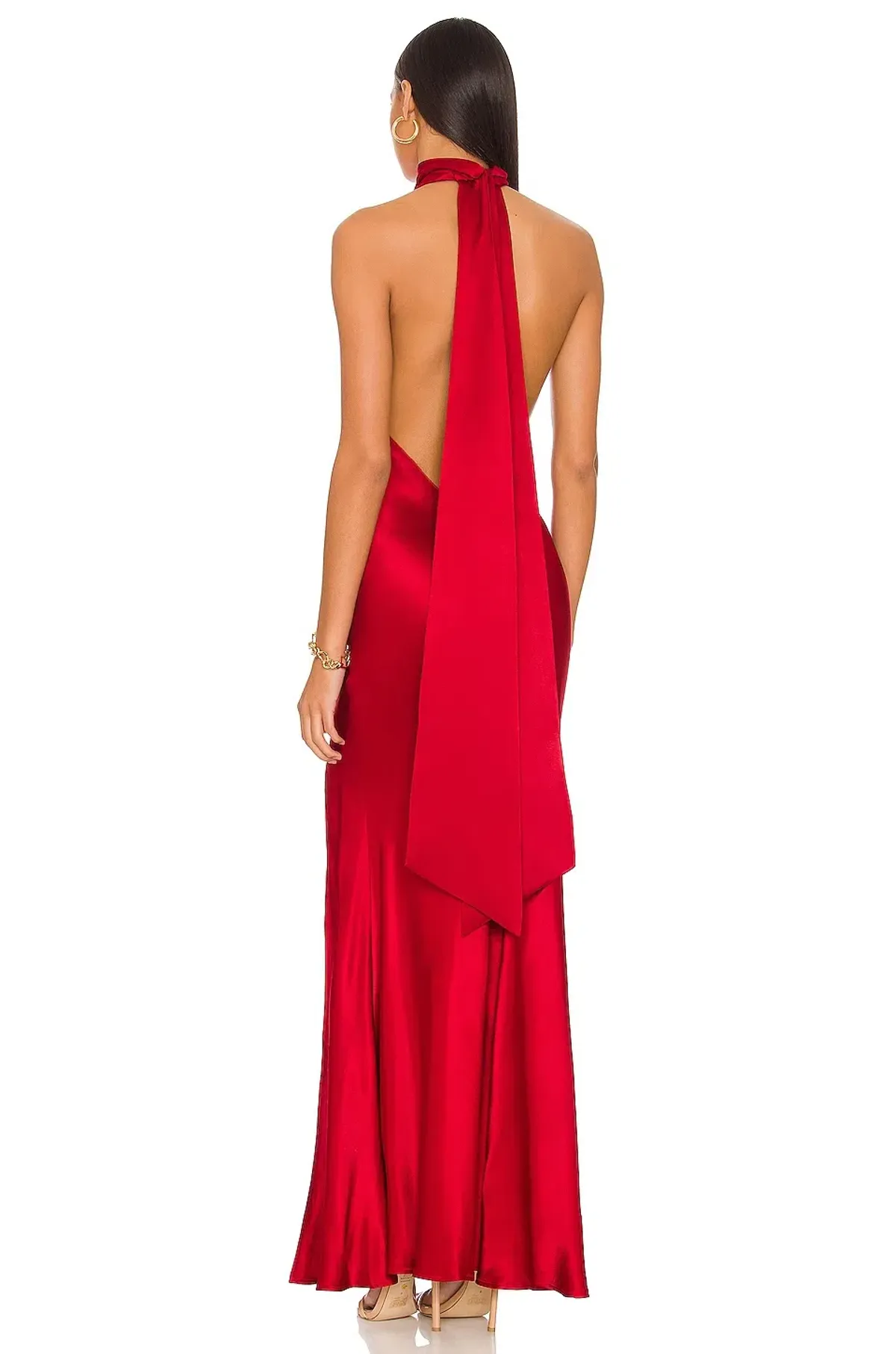 Sau Lee Penelope Backless Satin Gown Red Size 6 - Image 7