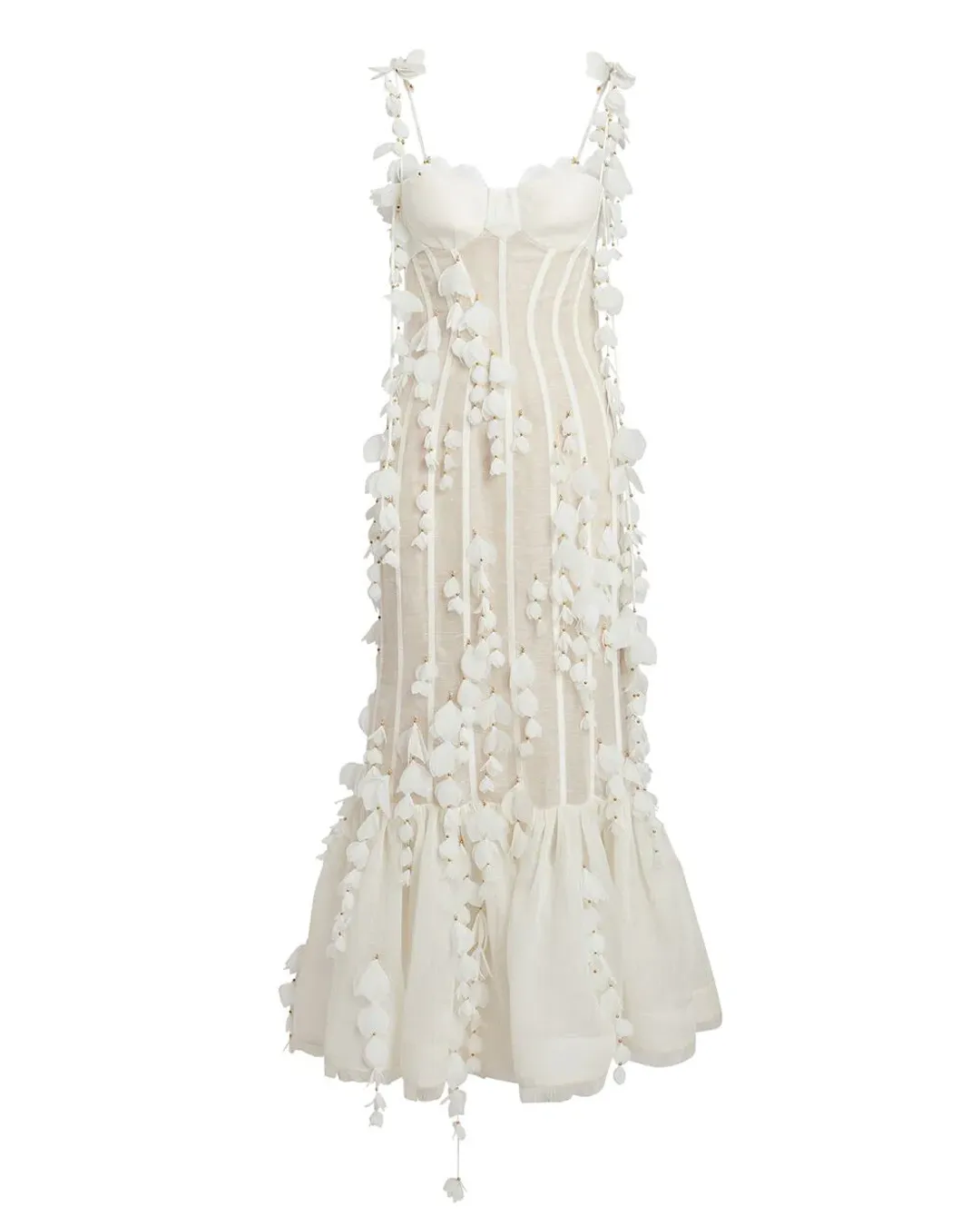 Zimmermann Botanica Petal Gown Dress In White Size 0/AU 6 for rent on The Volte - main image