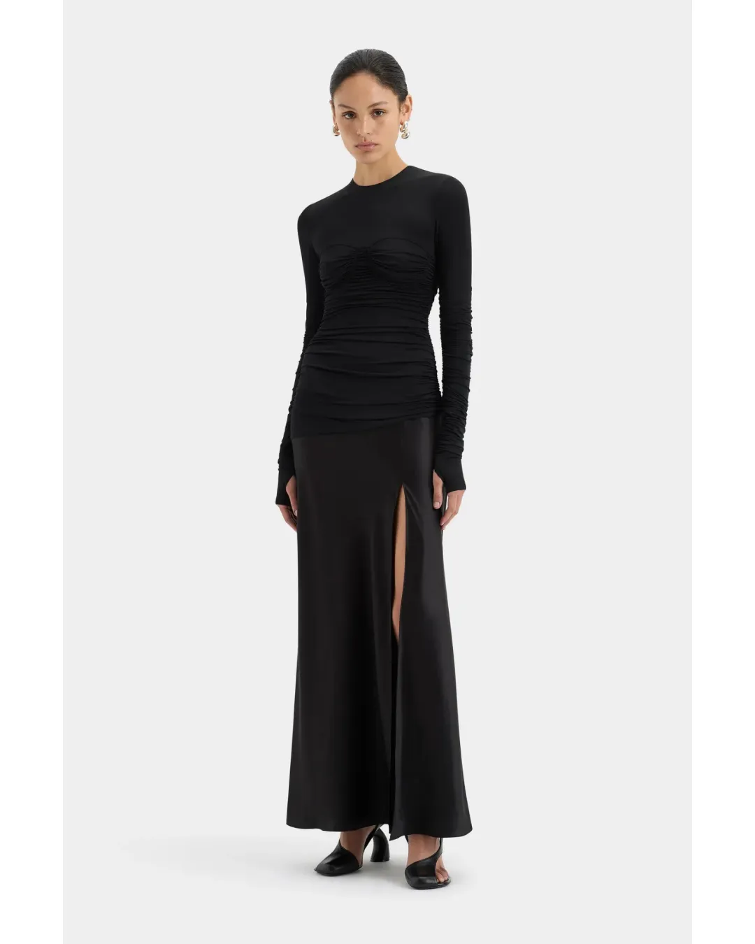 Sir Alessia Draped Gown Black Size 1 / AU 8 for rent on The Volte - main image