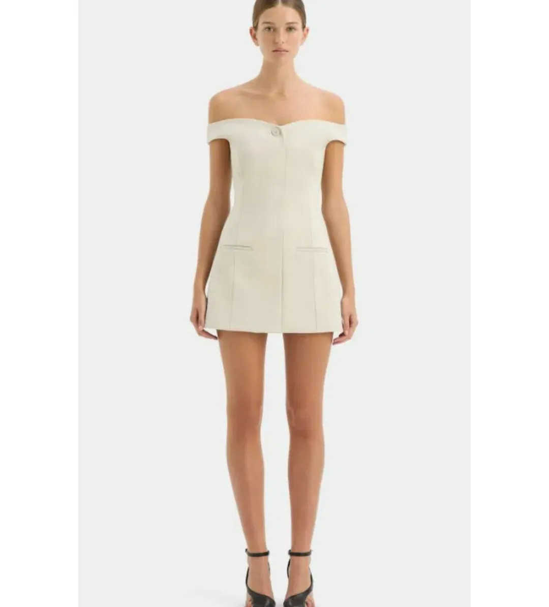 Sir Sandrine Off Shoulder Mini Dress in Ecru Size 2 / Au 10 for rent on The Volte - main image