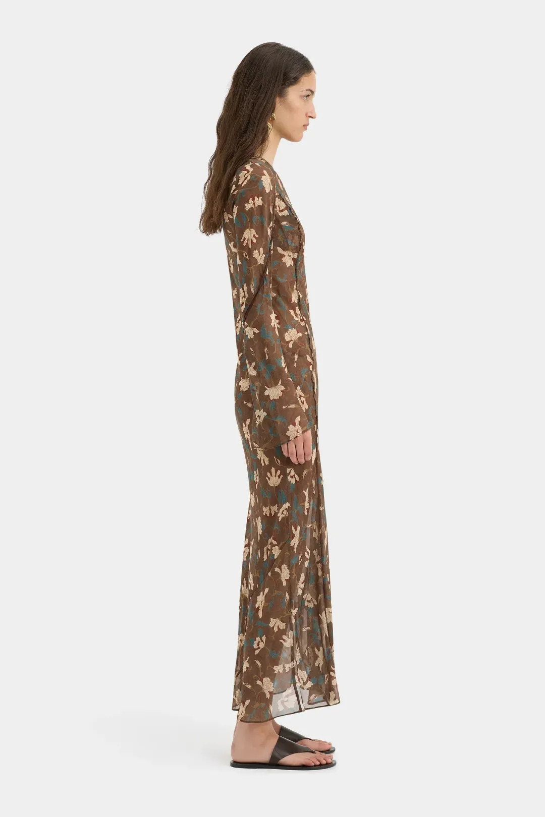 Sir Avellino Cascade Dress in Chocolate Fiore AU12 for rent on The Volte - main image