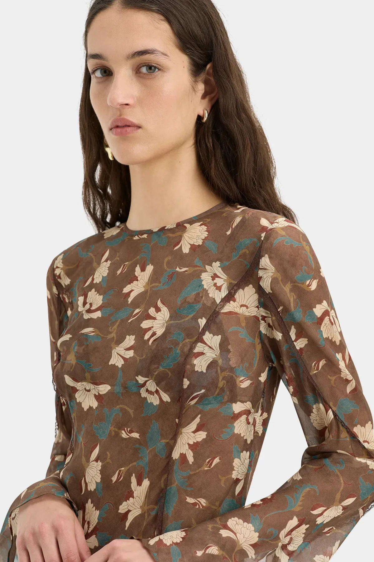 Sir Avellino Cascade Dress in Chocolate Fiore AU12 - Image 4