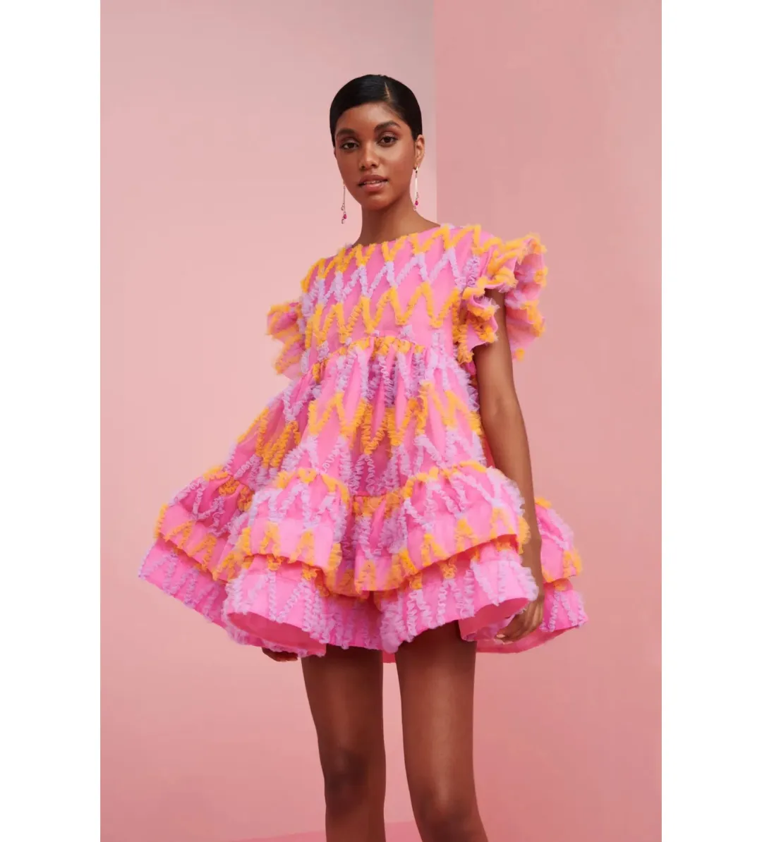 CeliaB Coral Mini Dress Pink Size L/AU 14 for rent on The Volte - main image