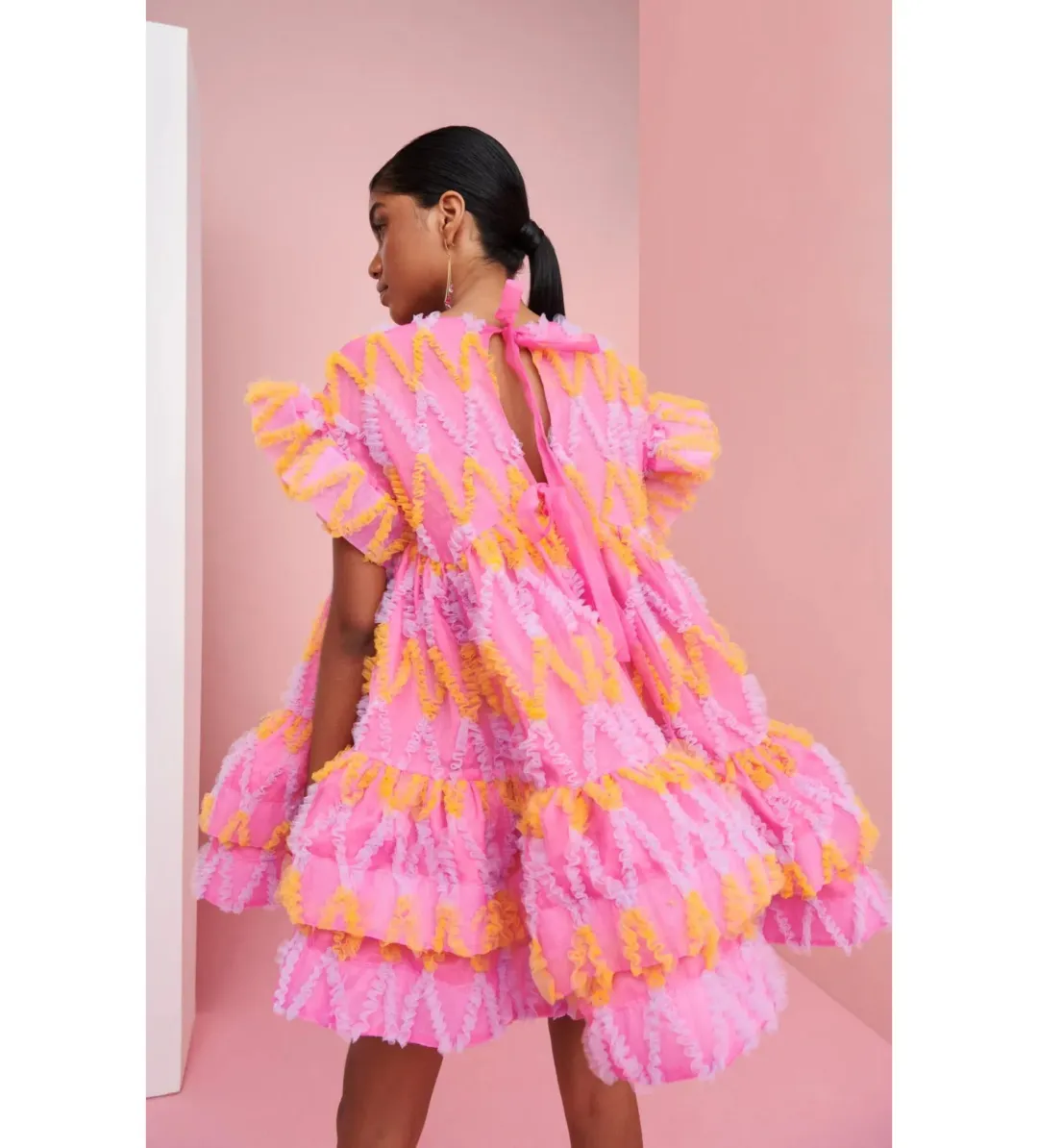 CeliaB Coral Mini Dress Pink Size L/AU 14 for rent on The Volte - main image