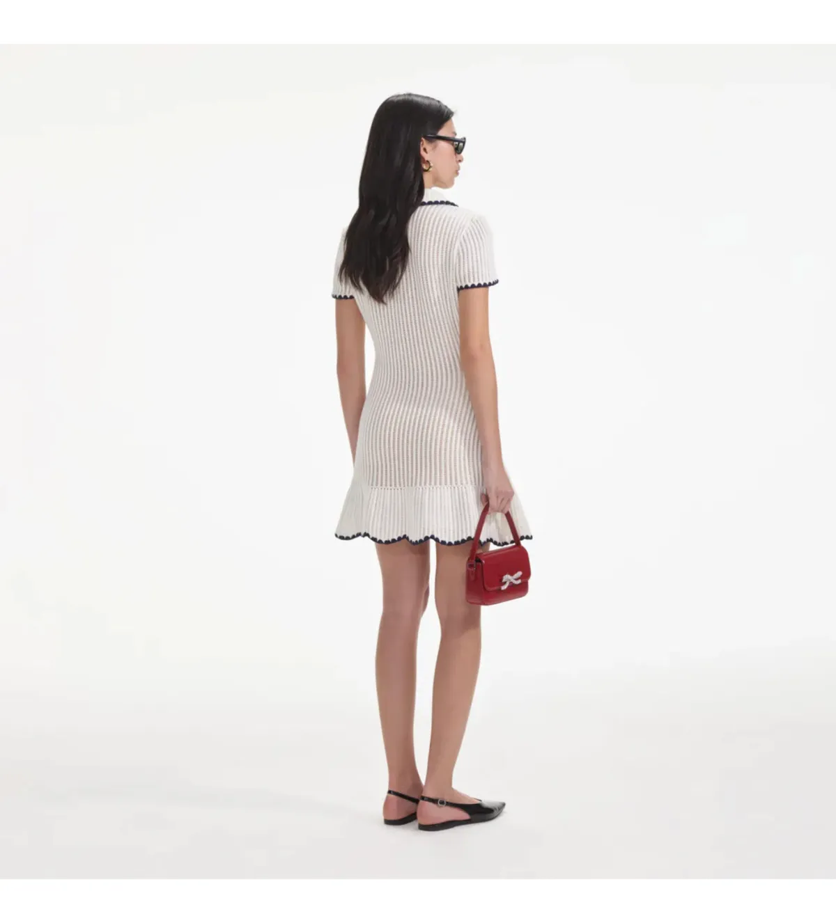 Self Portrait Cream Crochet Collared Mini Dress Size M/AU 8 - Image 2