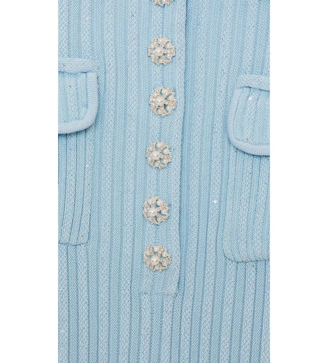 Self Portrait Blue Sequin Knit Mini Dress Size M/AU 8 for rent on The Volte - main image