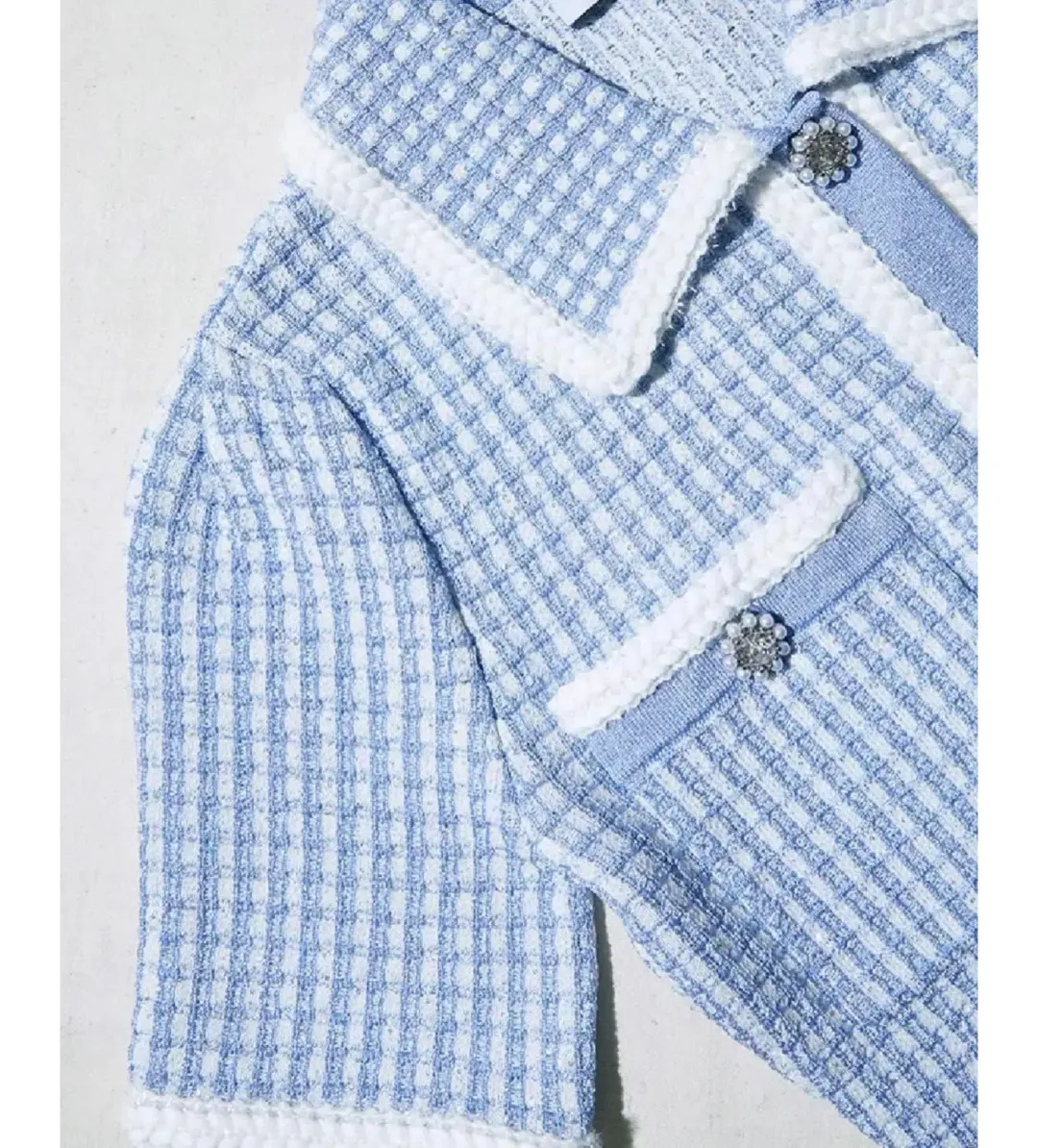 Self Portrait Blue Lurex Knitted Mini Dress Size M/AU 8 for rent on The Volte - main image