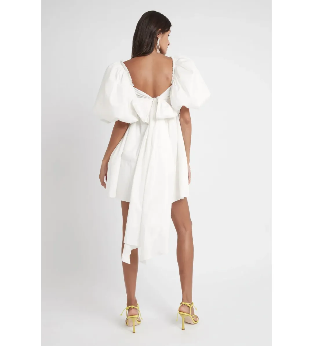 Aje Casabianca Puff Sleeve Mini Dress Ivory Size AU 6 for rent on The Volte - main image