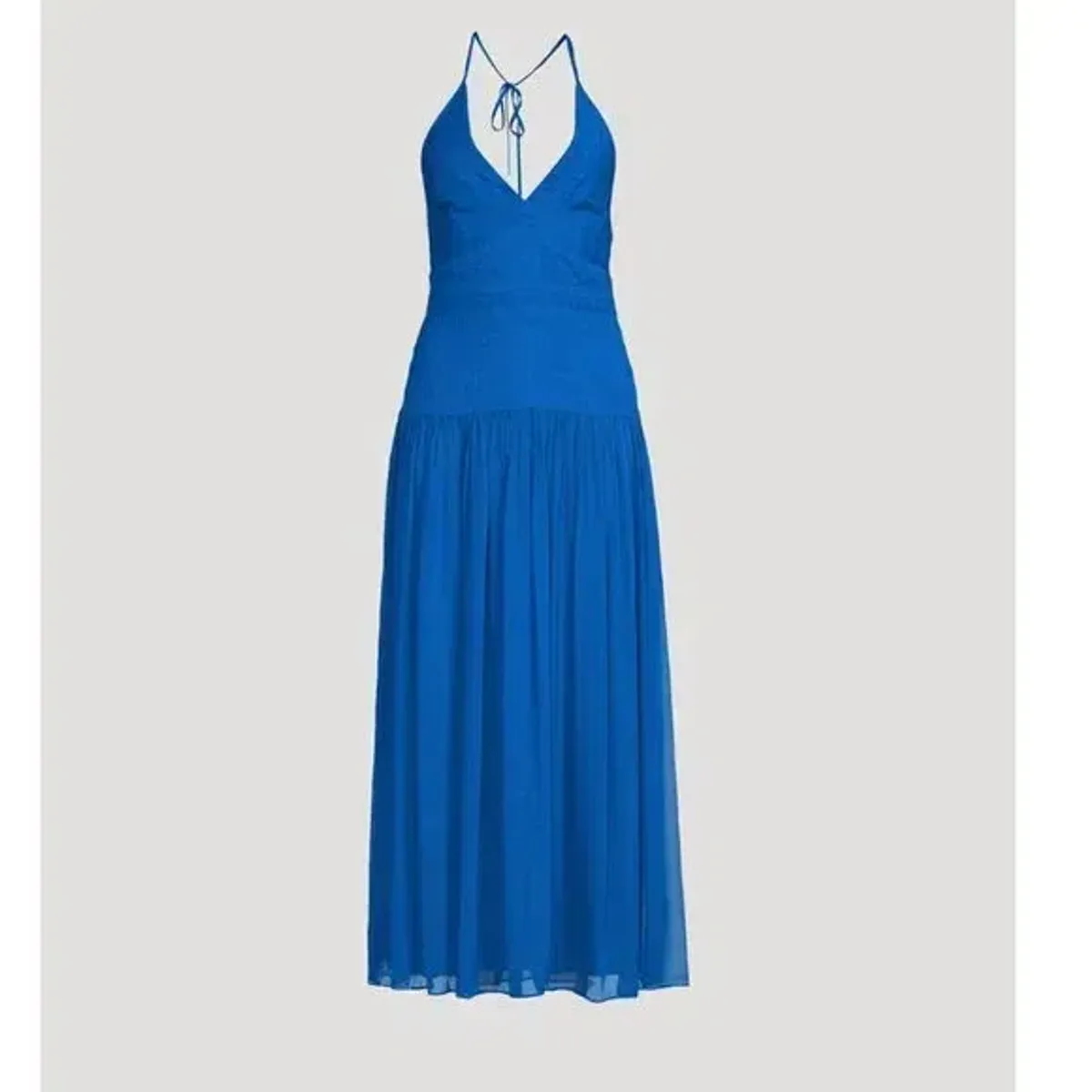 Shona Joy Leilani Halter Tie Midi Dress in Pacific Dress Blue Size 14 - Image 3