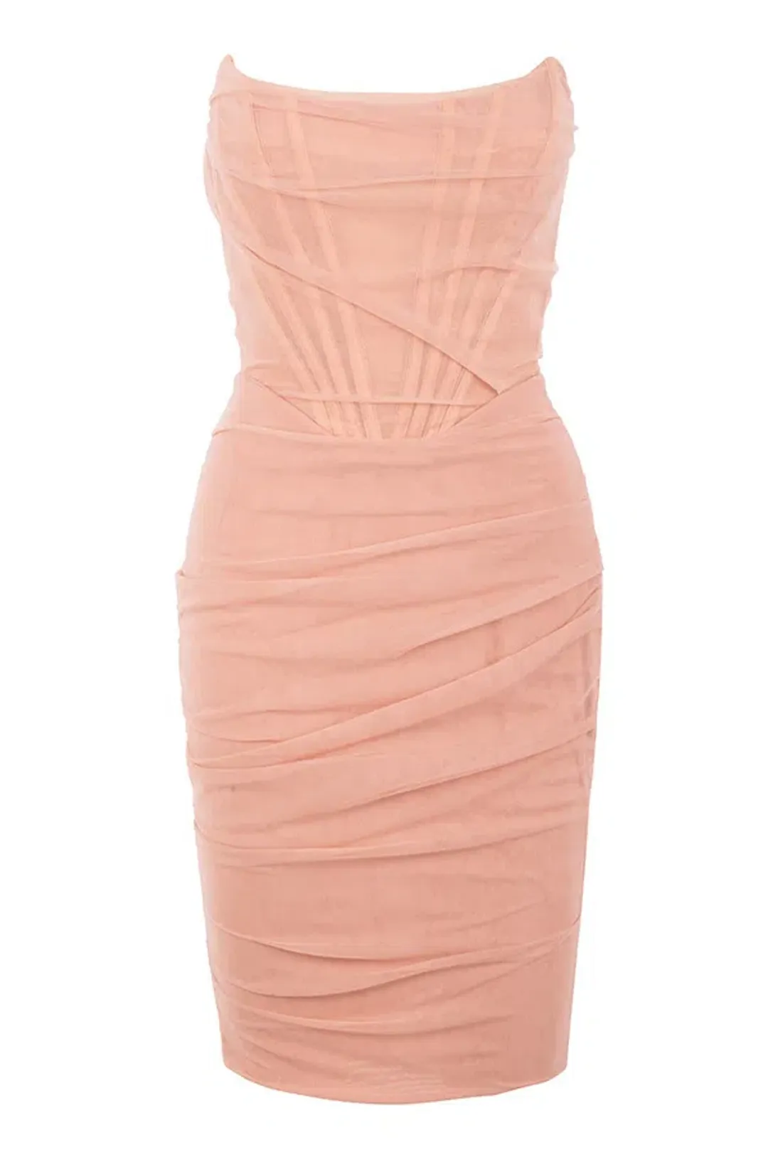 House of CB Leila Mesh Strapless Corset Dress Blush Size M / AU 10 for rent on The Volte - main image