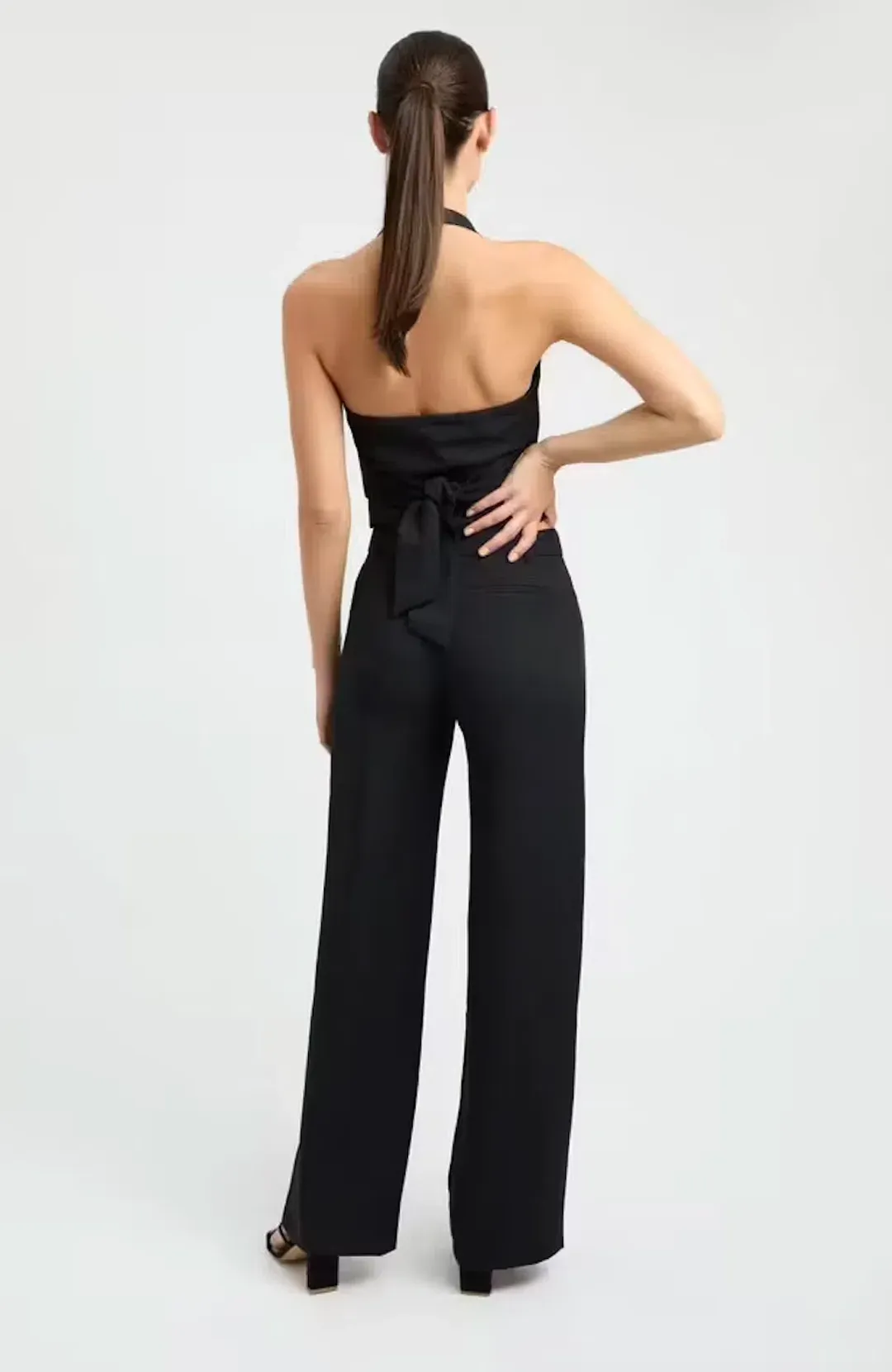 Kookai Ariel Vest Top and Low Rise Pants Set Black Size 36 / AU 8 for rent on The Volte - main image