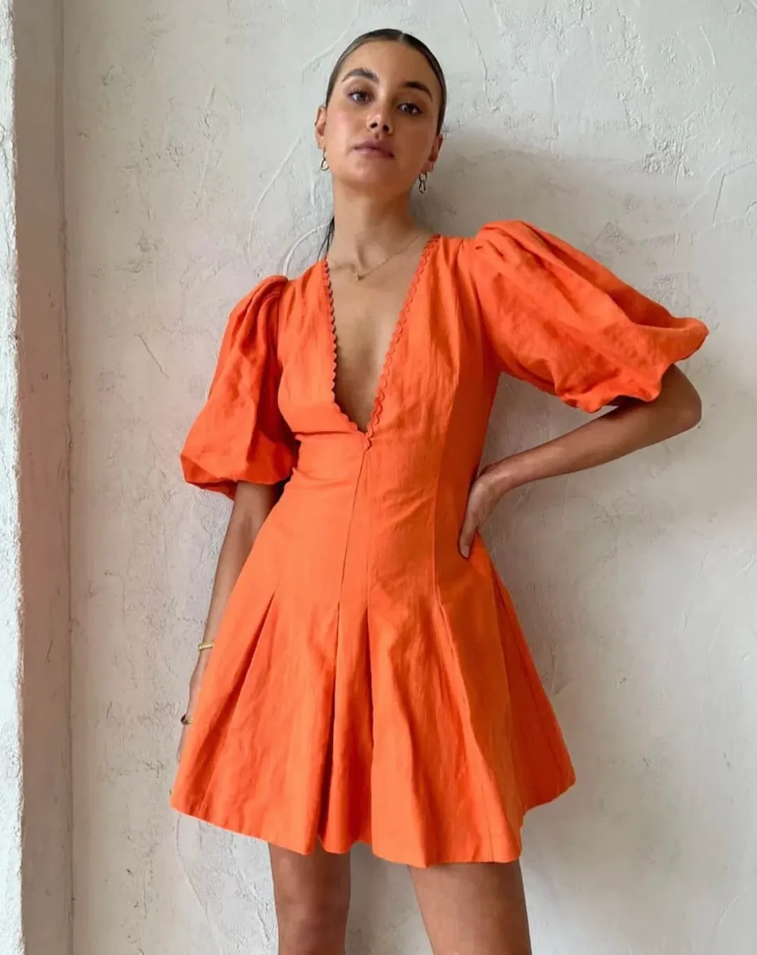 By Nicola Wavy Mini Dress Sunset Size 10 for rent on The Volte - main image