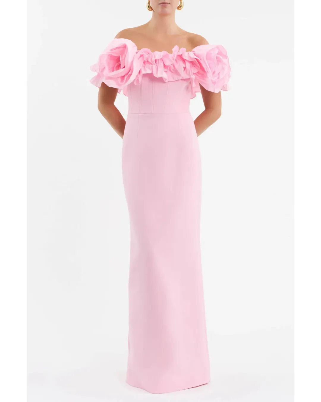 Rebecca Vallance Jenna Off Shoulder Gown Pink Size AU 8 for rent on The Volte - main image