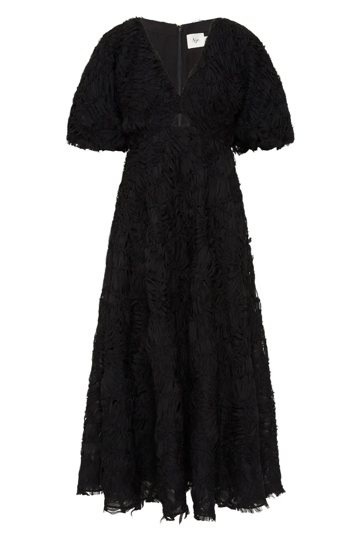 Aje Florential Textured Midi Dress Black Size 12 - Image 5