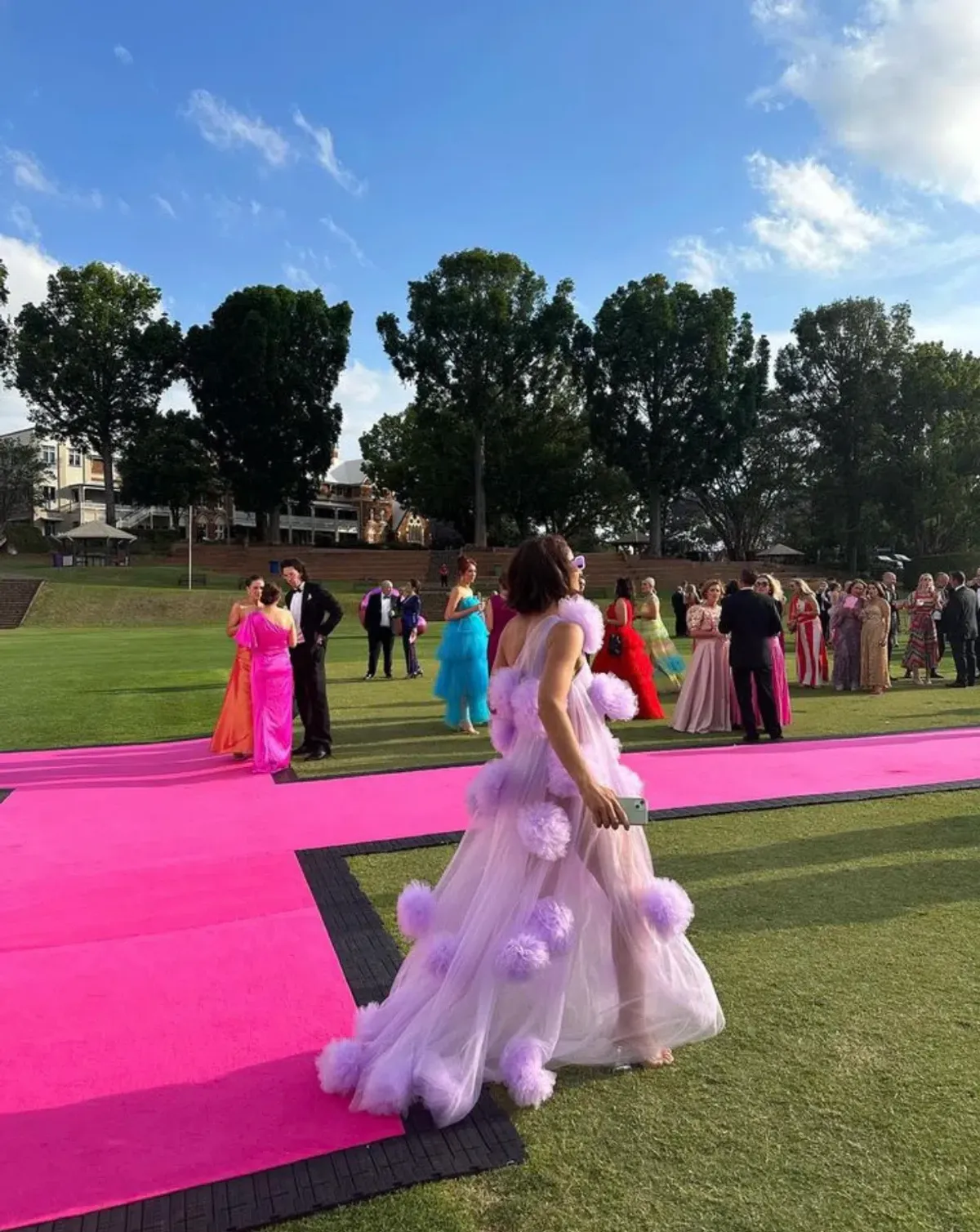 Custom Pom Pom Dress Purple Size 8 - Image 2