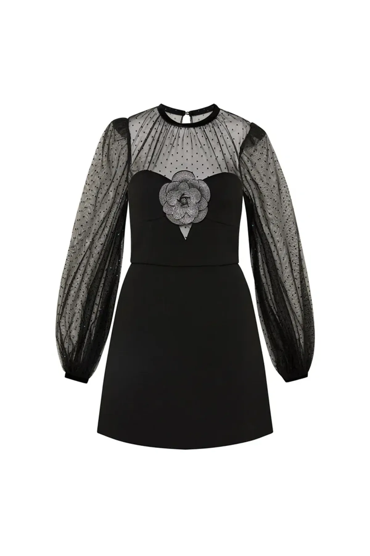 Rebecca Vallance Yvonne Flower Mini Dress Black Size 6 - Image 6