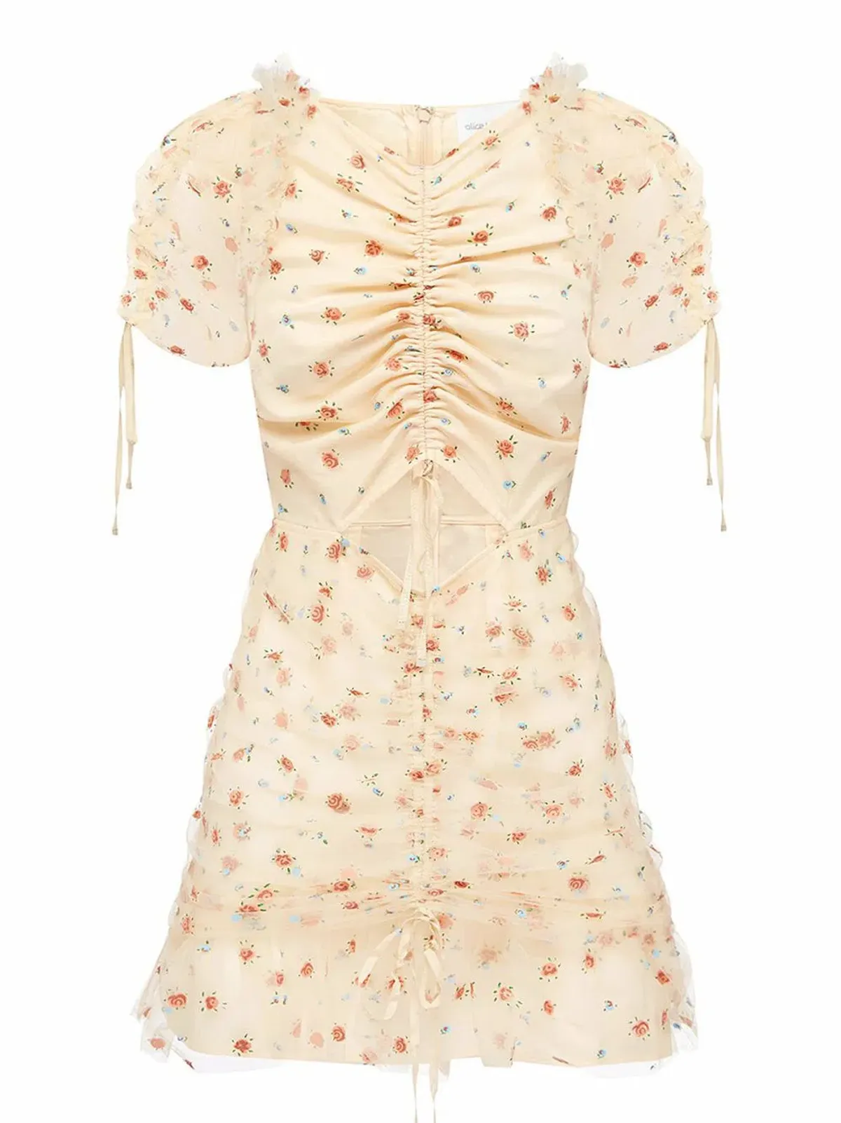 Alice McCall Mood For Love Mini Dress Peach Cream Floral Size 14 - Image 4
