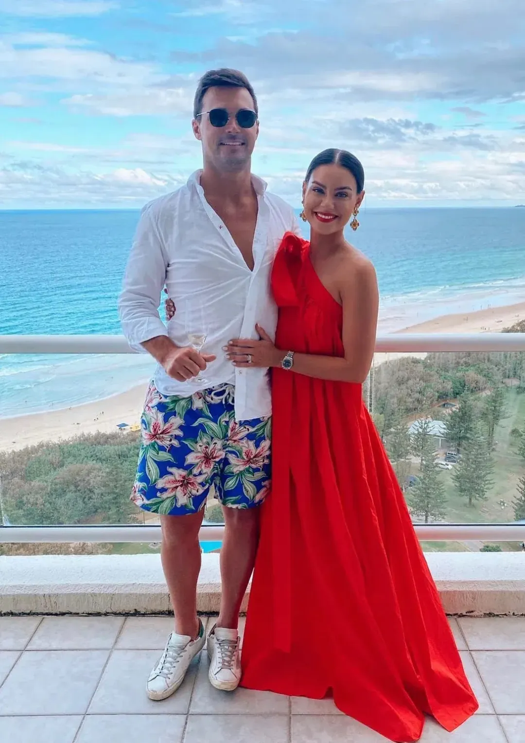 Oroton One Shoulder Maxi Dress True Red Size 16 for rent on The Volte - main image