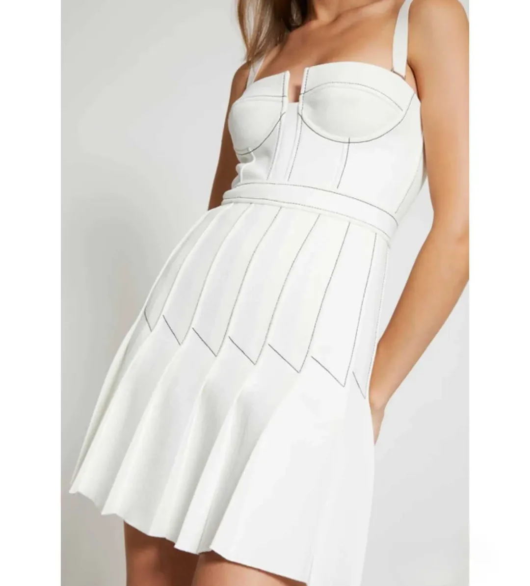 Dion Lee Column Pleated Mini Dress in White Size AU 8 for rent on The Volte - main image