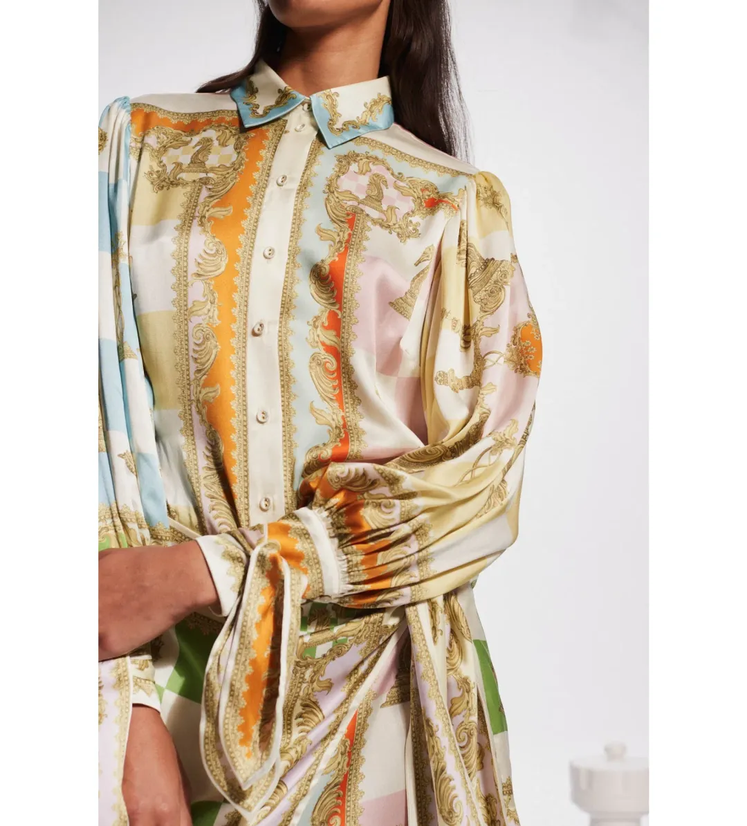 Alemais Checkmate Silk Mini Dress Multi Print Size AU 16 for rent on The Volte - main image