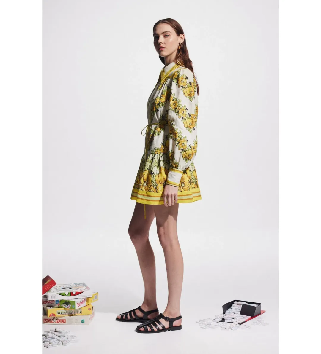 Alemais Gisela Mini Dress Yellow Floral Size AU 16 for rent on The Volte - main image