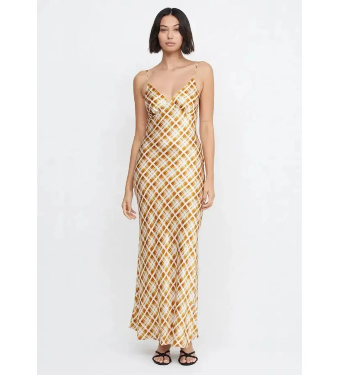 Bec & Bridge Amber V Maxi Dress in Sunflower Check Print Size 6 for rent on The Volte - main image