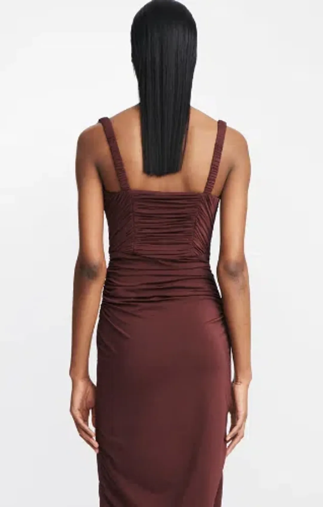 Dion Lee Smocked Doric Corset Dress Oxblood Red Size 10 for rent on The Volte - main image