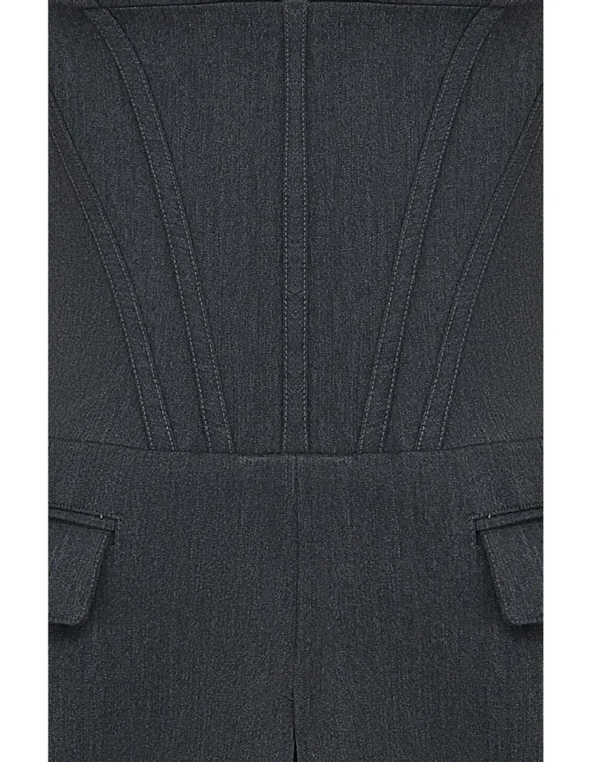House of CB Eleanor Pleated Corset Mini Dress in Charcoal Size 6 - Image 6