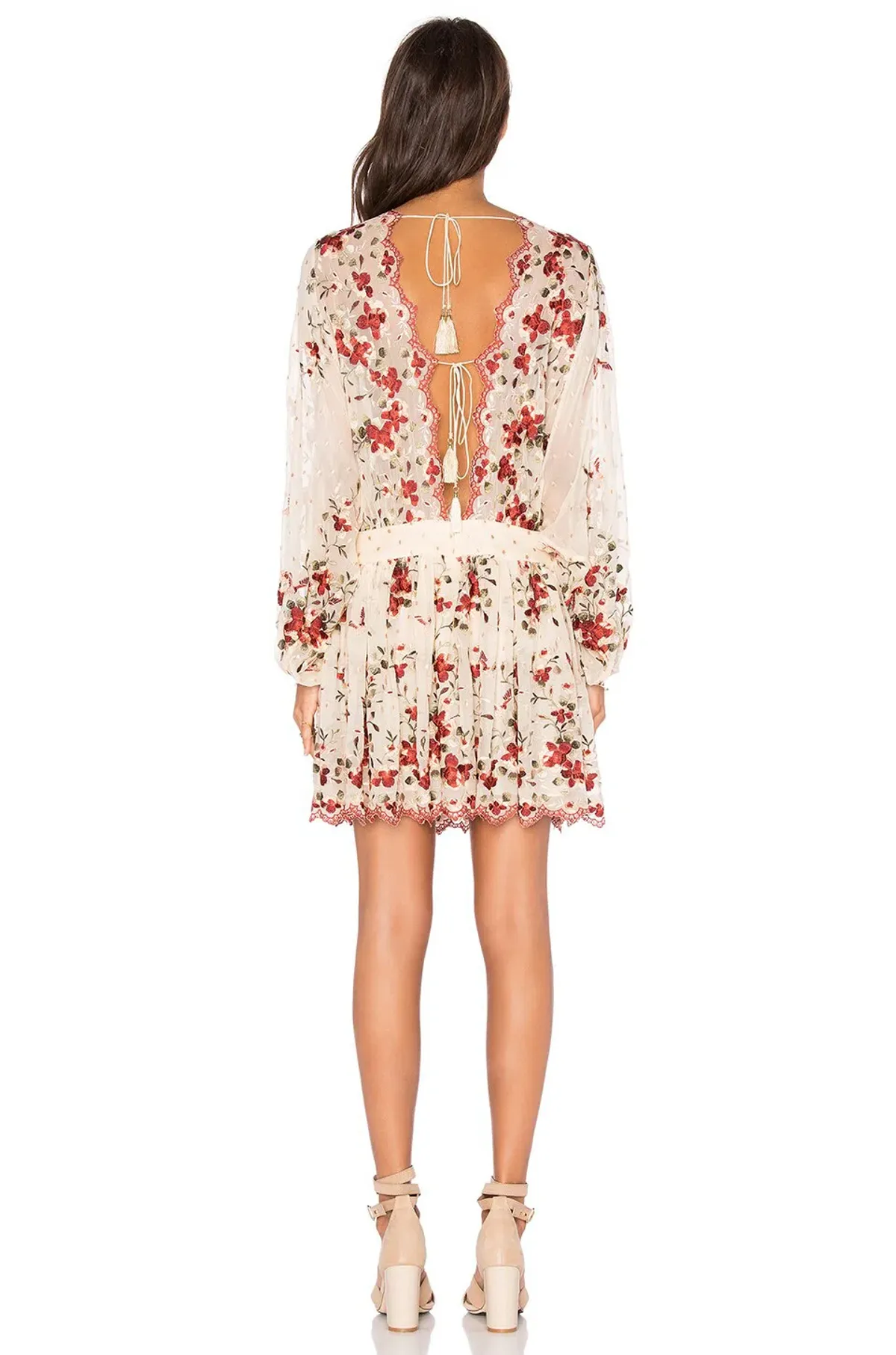 Zimmermann Sakura Embroidered Mini Dress Nude Floral Size 1 / AU 10 - Image 3