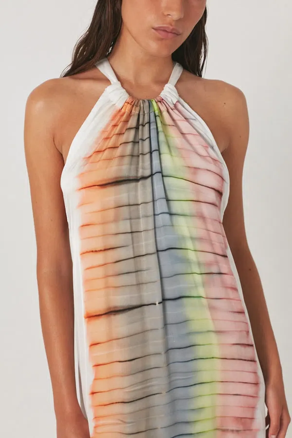 Rabens Saloner Hope Macaw Halter Maxi Dress Tangerine Combo Size M / AU 10 - Image 3