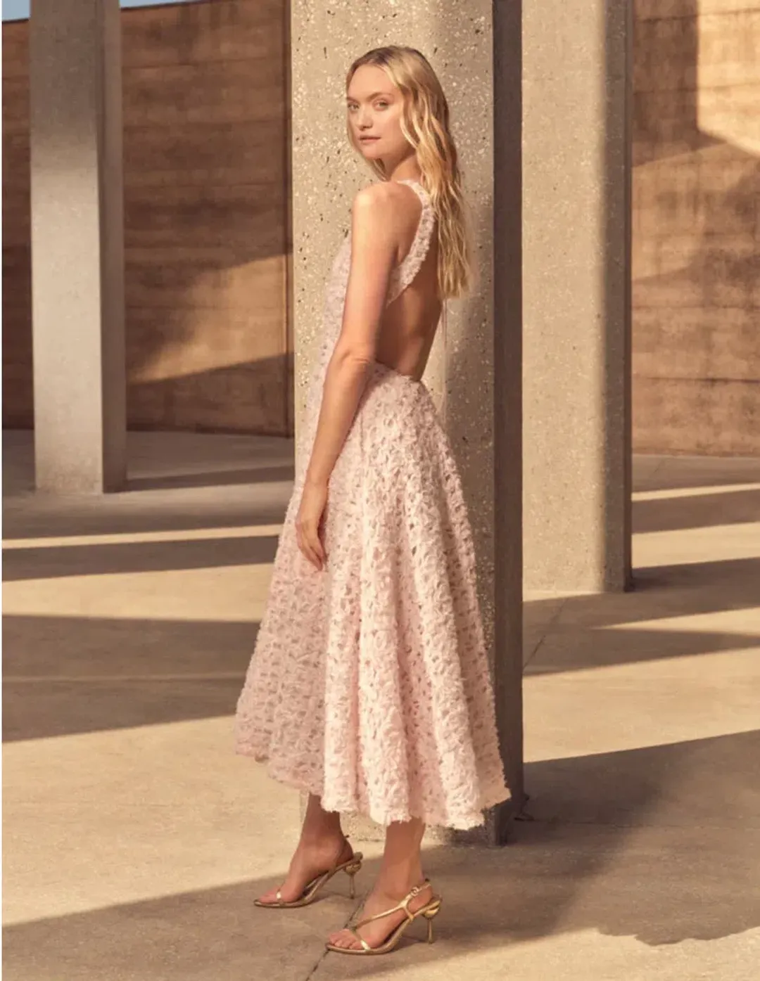 Aje Quintette Backless Midi Dress Pink Size AU 12 for rent on The Volte - main image