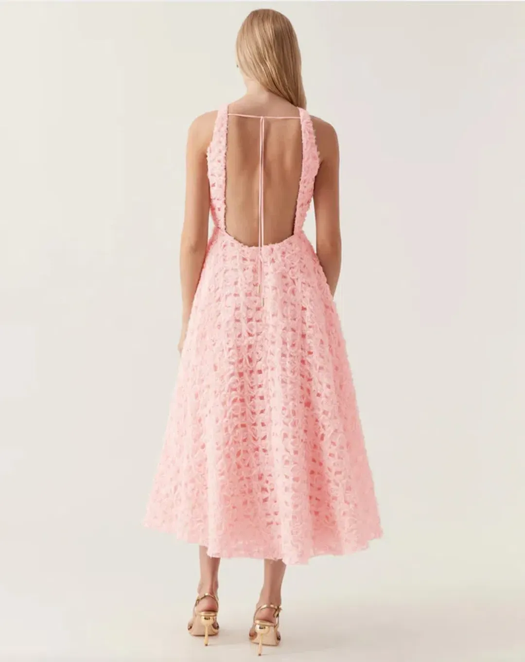 Aje Quintette Backless Midi Dress Pink Size AU 12 for rent on The Volte - main image