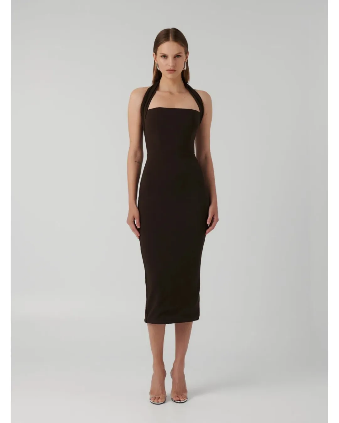 Effie Kats Meline Midi Dress in Coffee Size L / AU 12 for rent on The Volte - main image