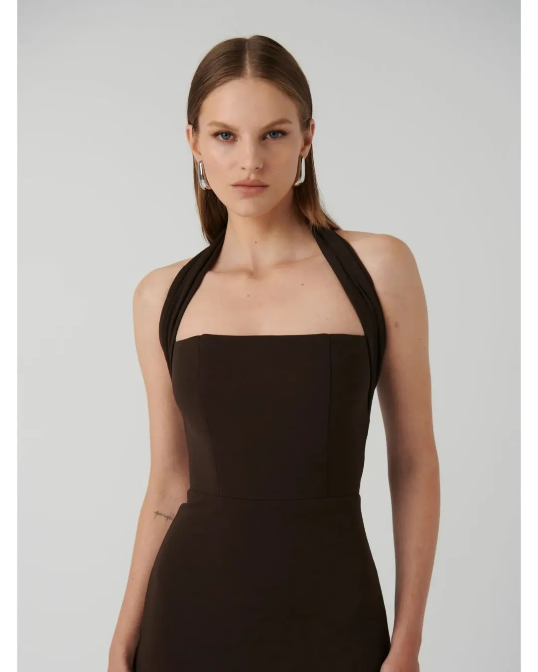 Effie Kats Meline Midi Dress in Coffee Size L / AU 12 for rent on The Volte - main image