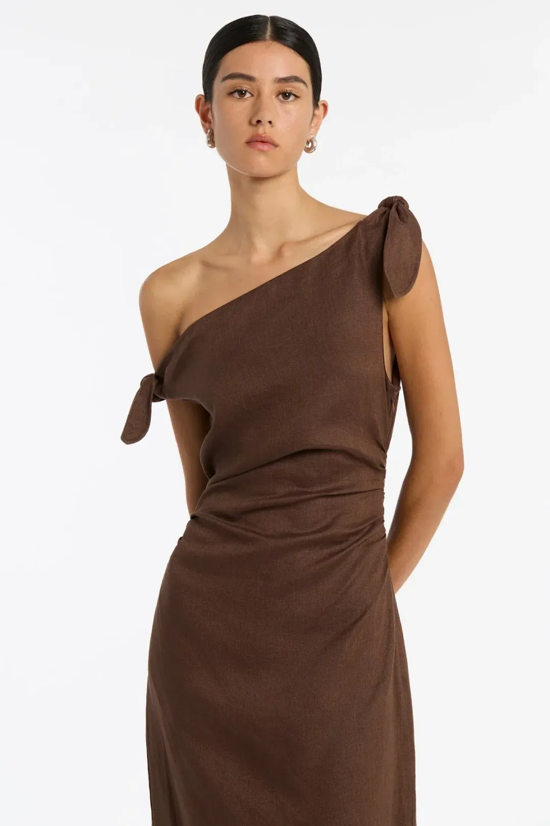 Sir The Label Bettina Off The Shoulder Dress Brown Size 6 for rent on The Volte - main image