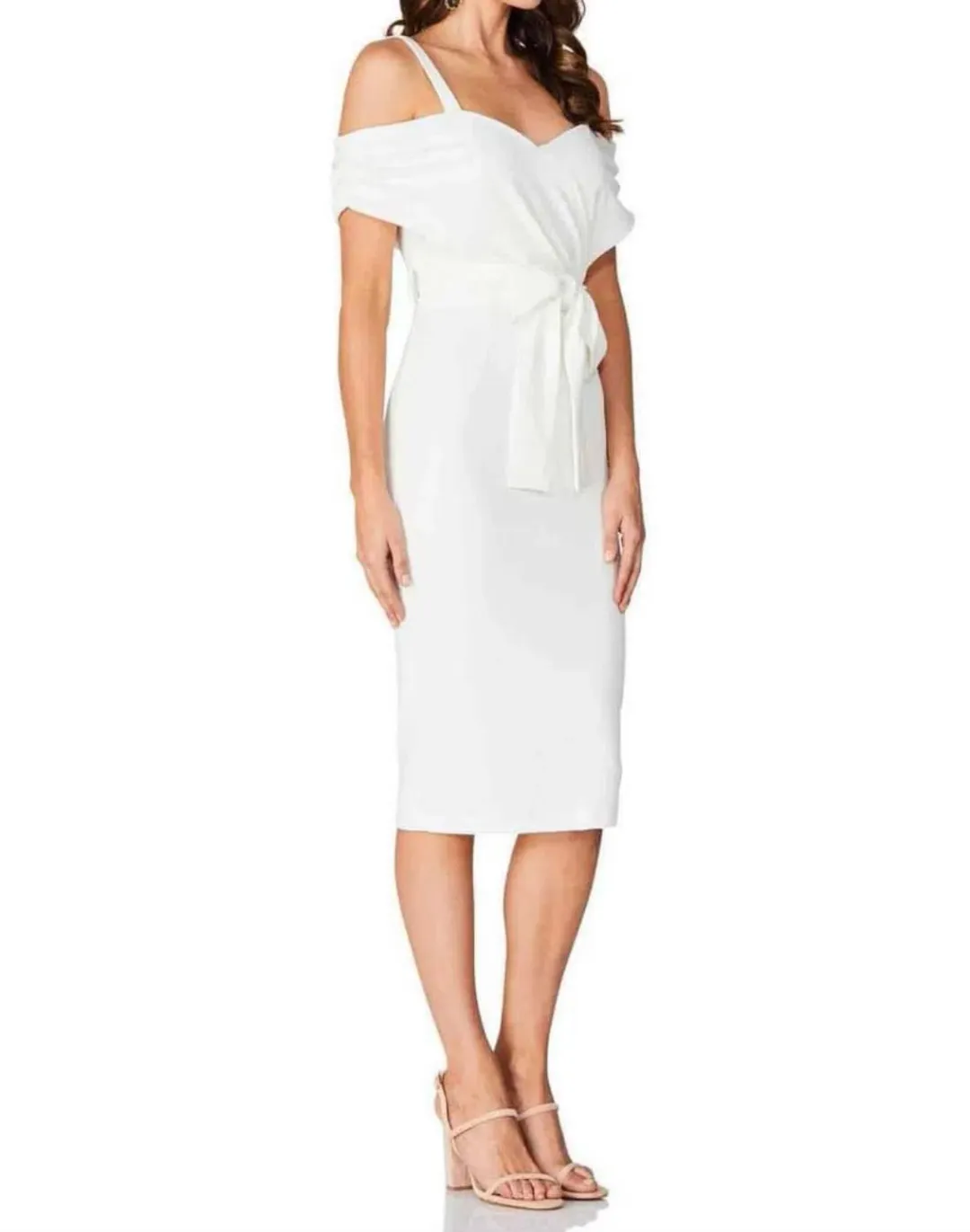 Pasduchas Zenith Midi Dress Ivory Size 10 for rent on The Volte - main image