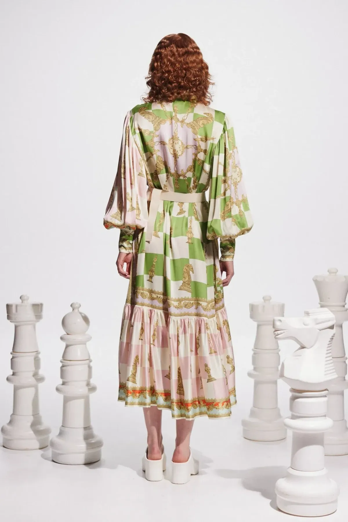 Alemais Checkmate Silk Midi Shirtdress Multi Size 12  - Image 4