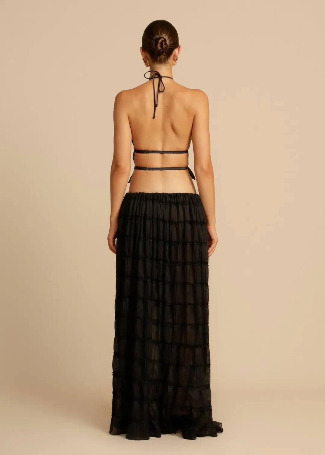 Arcina Ori Juliette Halter Top & Maxi Skirt Set in Black Size S (6-10 AU) for rent on The Volte - main image