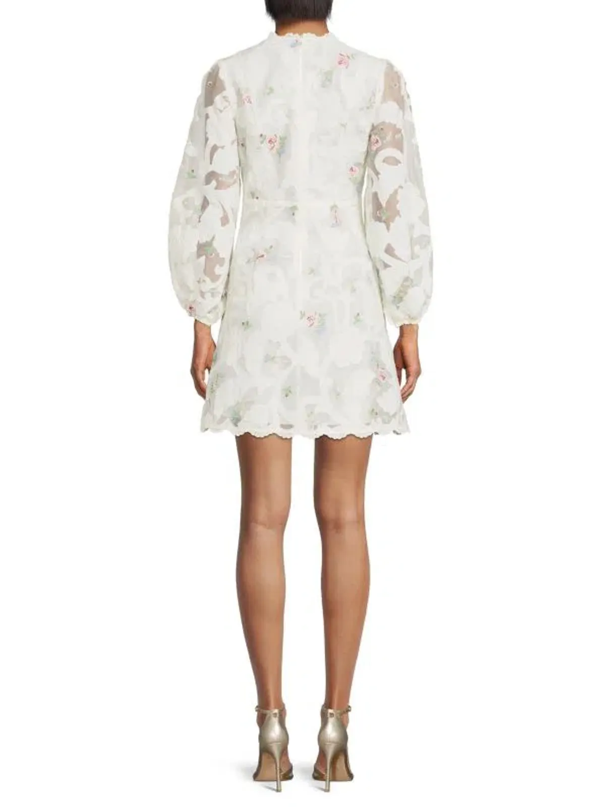 Zimmermann Zinnia Floral Puff Sleeve Mini Dress Ivory Size 1 / AU 10 - Image 2
