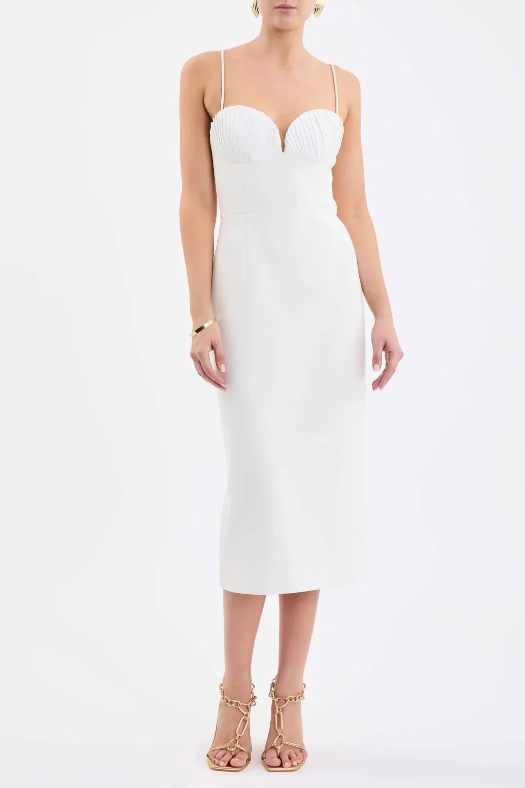 Rebecca Vallance Cora Midi Dress in Ivory / White Size 10 for rent on The Volte - main image
