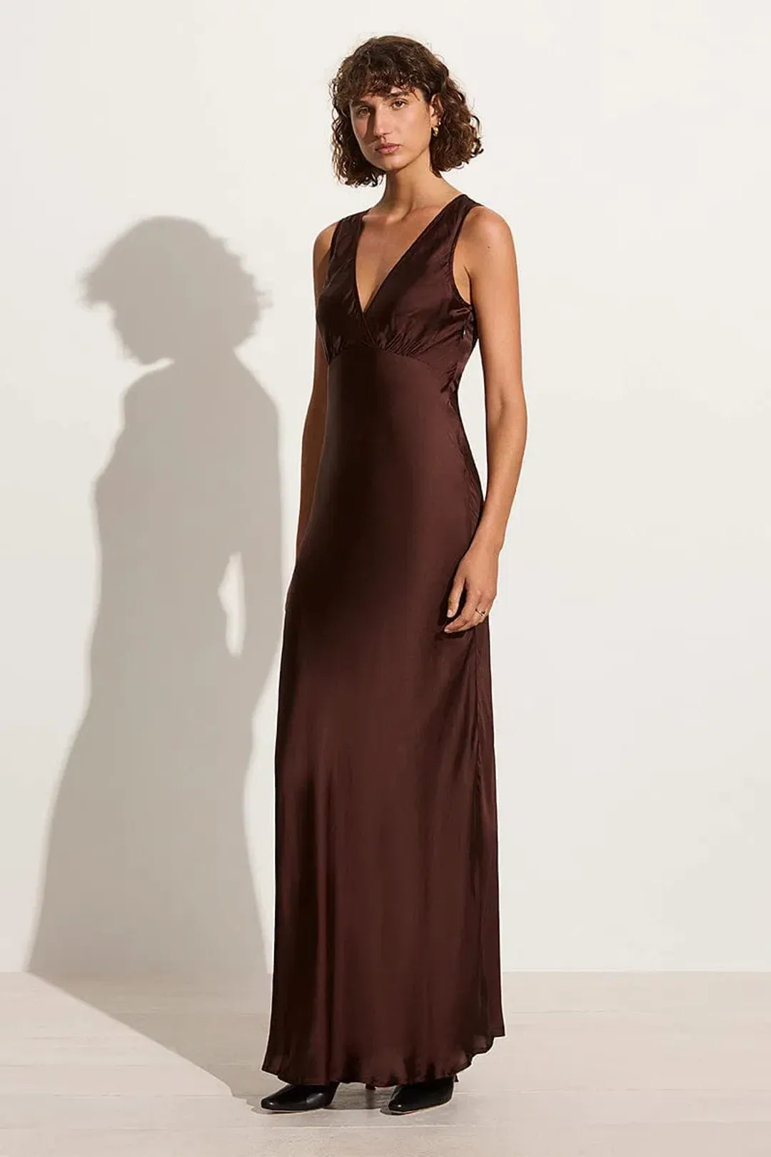Faithfull the Brand Barossa Maxi Dress Dark Truffle Size 8 for rent on The Volte - main image