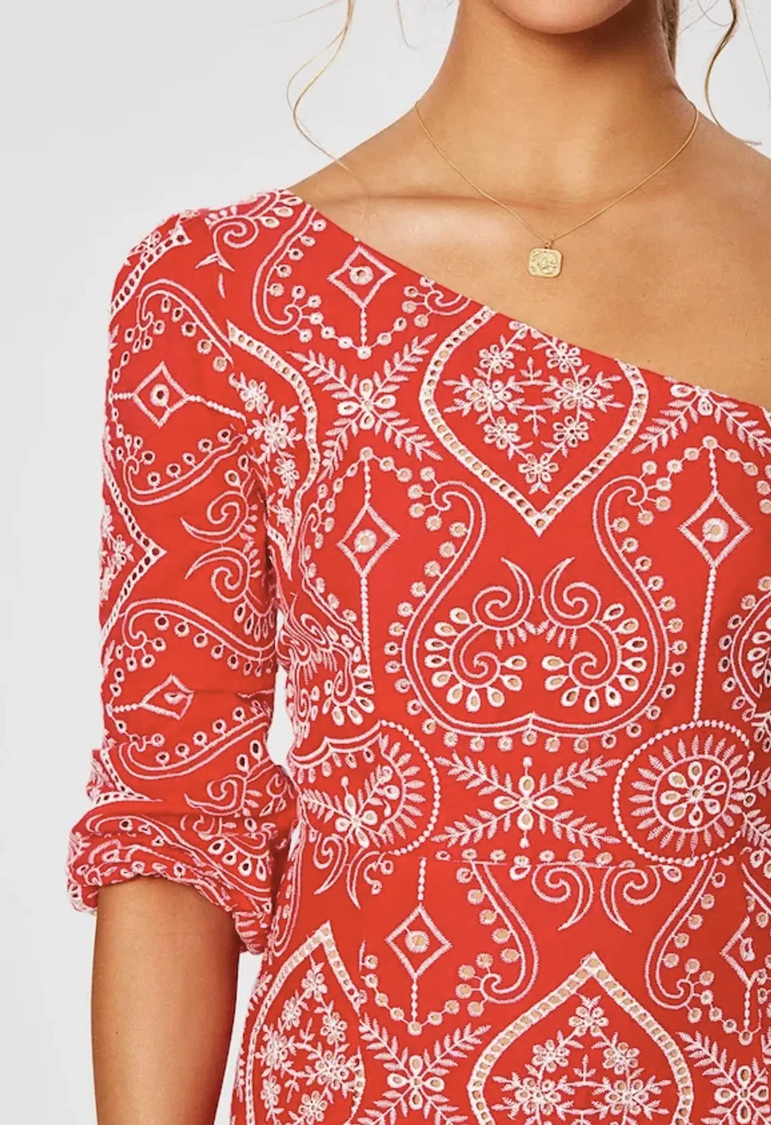 Winona Leila One Shoulder Midi Dress Red Size 10 for rent on The Volte - main image