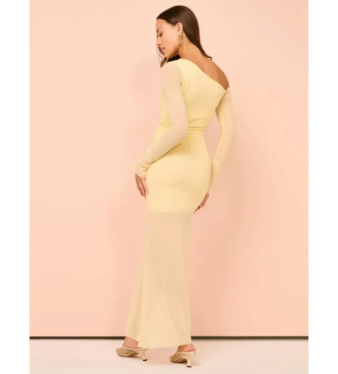 Bec & Bridge Fae Asym Long Sleeve Midi Dress in Butter Yellow Size S / AU 8 for rent on The Volte - main image