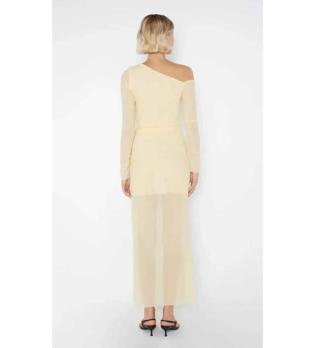 Bec & Bridge Fae Asym Long Sleeve Midi Dress in Butter Yellow Size S / AU 8 for rent on The Volte - main image