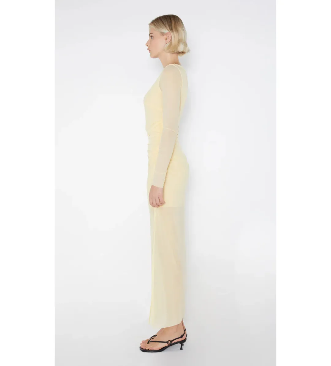 Bec & Bridge Fae Asym Long Sleeve Midi Dress in Butter Yellow Size S / AU 8 for rent on The Volte - main image