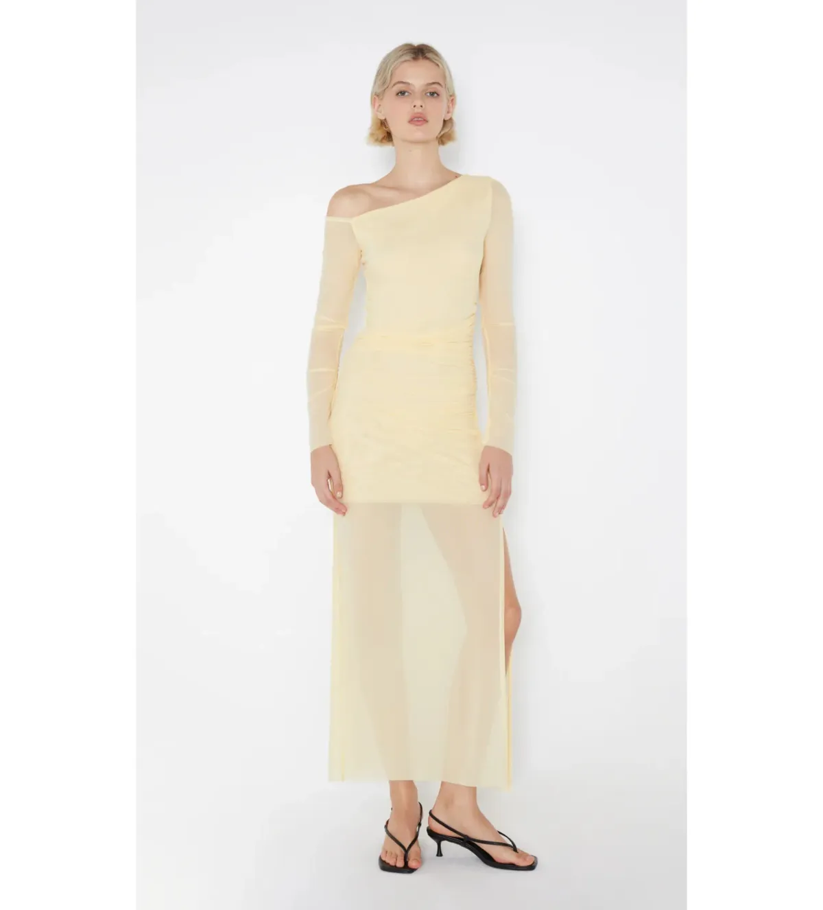 Bec & Bridge Fae Asym Long Sleeve Midi Dress in Butter Yellow Size S / AU 8 - Image 2