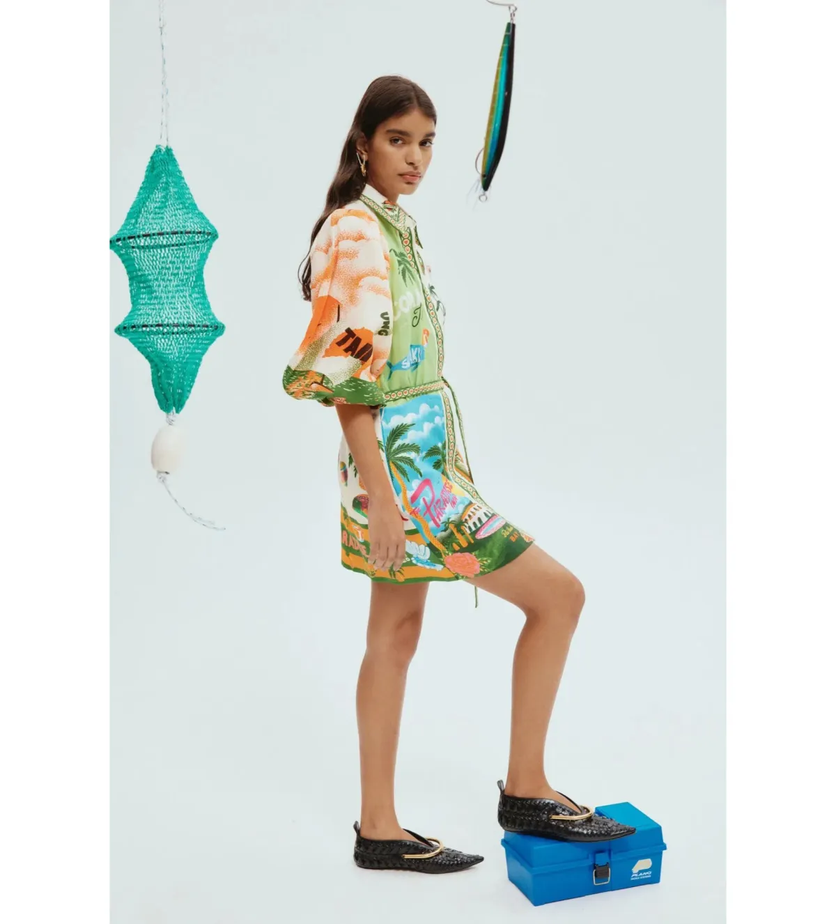 Alemais Paradiso Mini Dress Multi Print Size AU 10 - Image 3