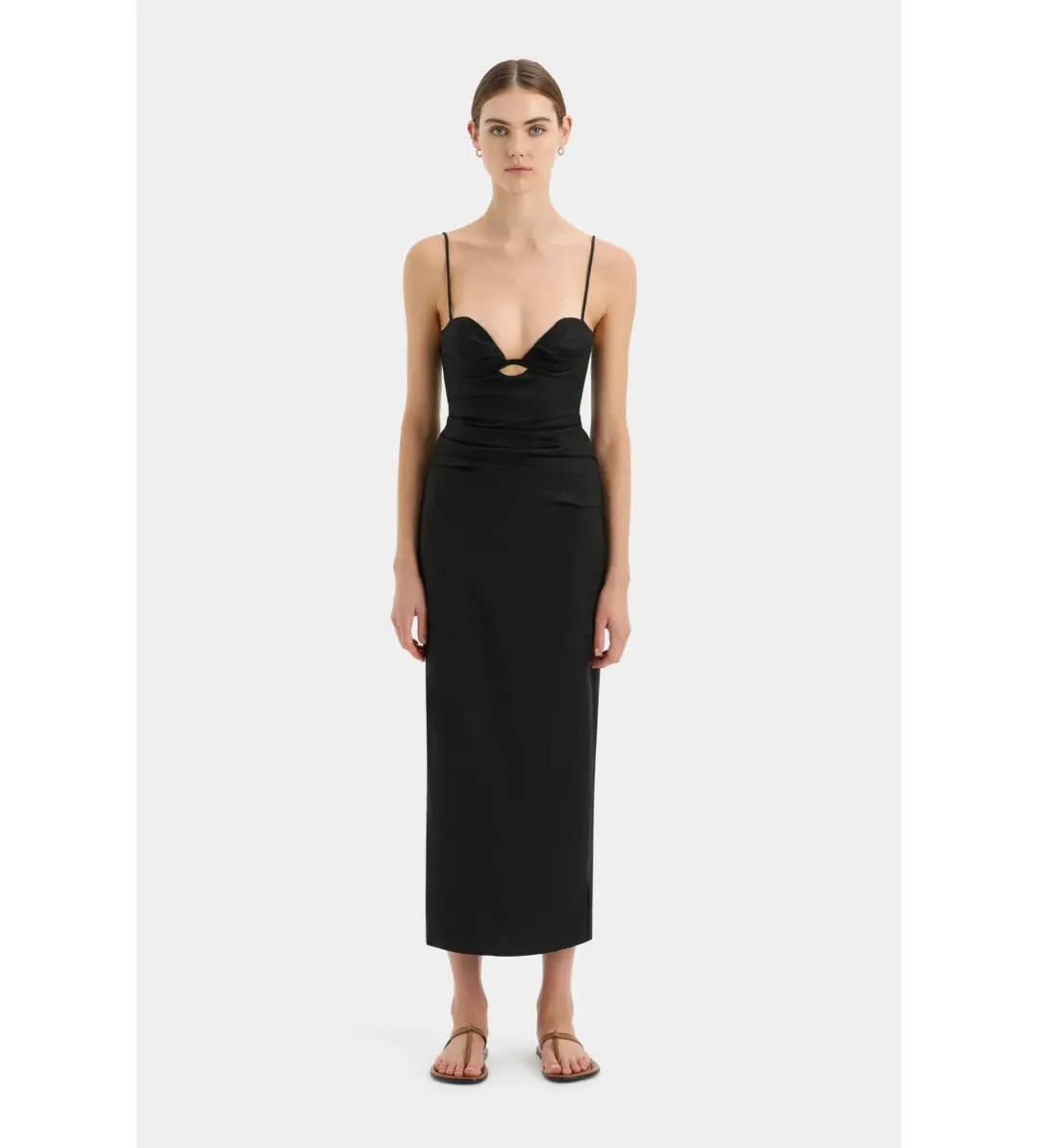 Sir The Label Noemi Balconette Midi Dress Black Size AU 10 for rent on The Volte - main image