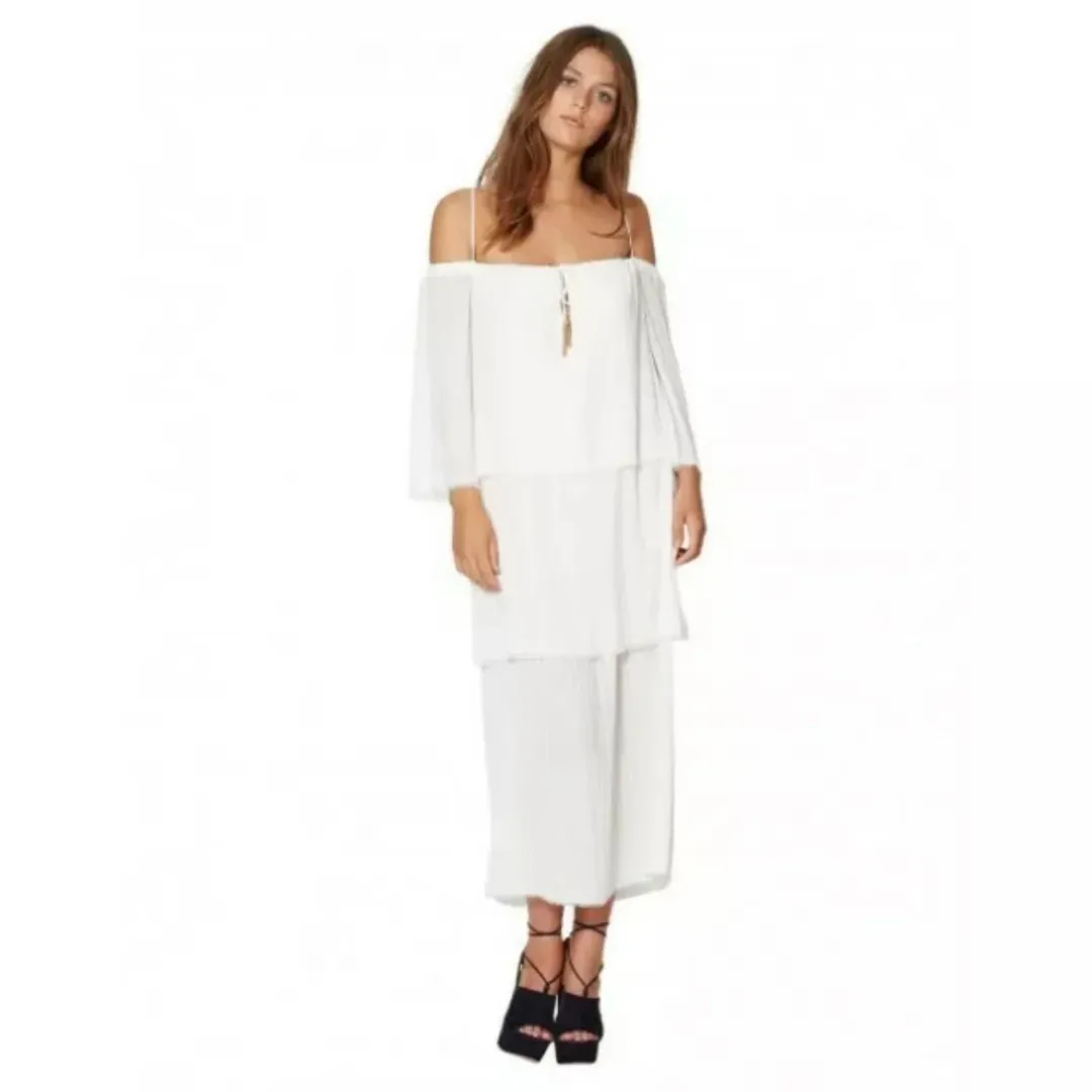Bec & Bridge Windswept Tiered Maxi Dress Ivory Size 12 for rent on The Volte - main image